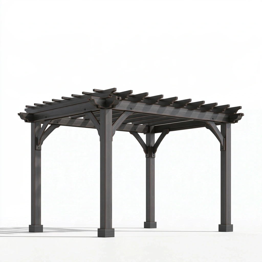 Pergola ogrodowa 300 x 300 x 230 cm z drewna ciemnoszara - ażurowe zadaszenie