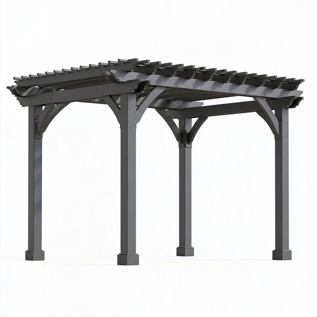 Pergola ogrodowa drewniana 300 x 300 x 240 cm grafitowa - zadaszenie listwowe