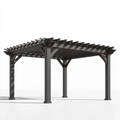 Pergola ogrodowa 300 x 300 x 240 cm drewniana szara z ażurowym zadaszeniem