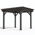 Pergola ogrodowa 300 x 300 x 240 cm z drewna antracytowa - zadaszenie listwowe
