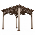 Pergola ogrodowa 300 x 300 x 240 cm aluminiowa beżowo brązowa ażurowa
