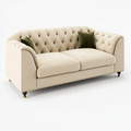 Sofa 3-osobowa 220 x 90 cm beżowa tapicerowana tkaniną pikowana w stylu klasycznym