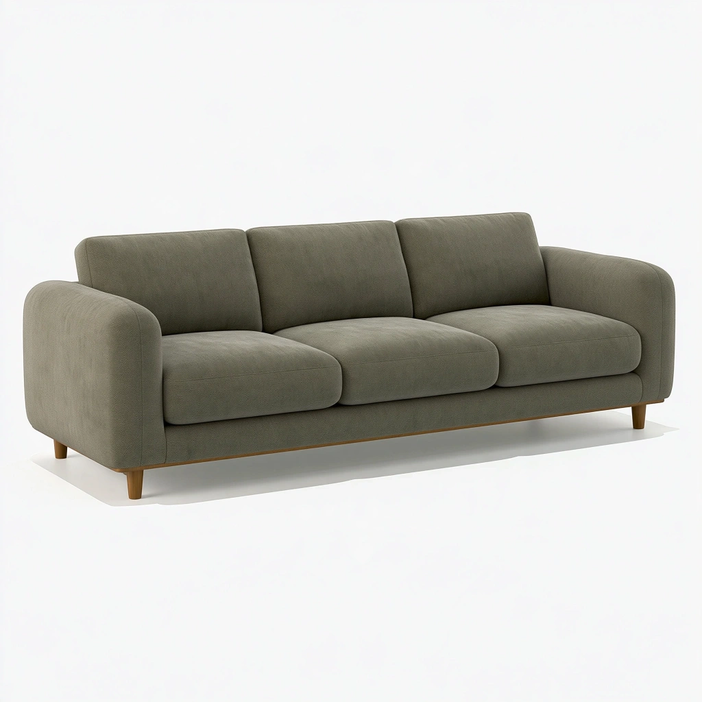 Sofa trzyosobowa 210 x 90 x 85 cm z tapicerką tekstylną oliwkowozielona - nowoczesna