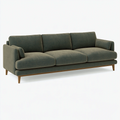 Sofa trzyosobowa 220 x 90 x 85 cm z tkaniny oliwkowozielona w stylu nowoczesnym