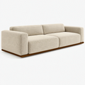 Sofa trzyosobowa 220 x 95 x 78 cm z tkaniny beżowa z drewnianą podstawą nowoczesna