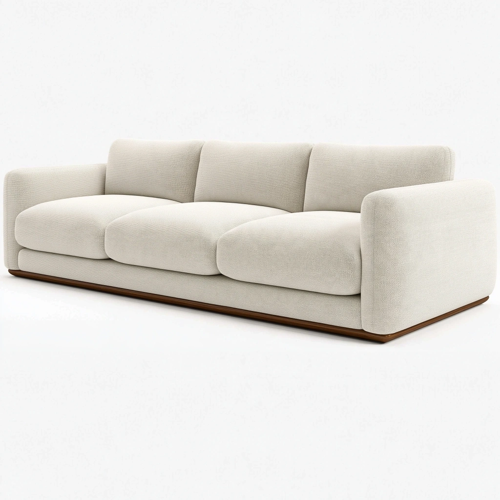 Sofa trzyosobowa 230 x 95 x 78 cm z tkaniny kremowa - nowoczesna