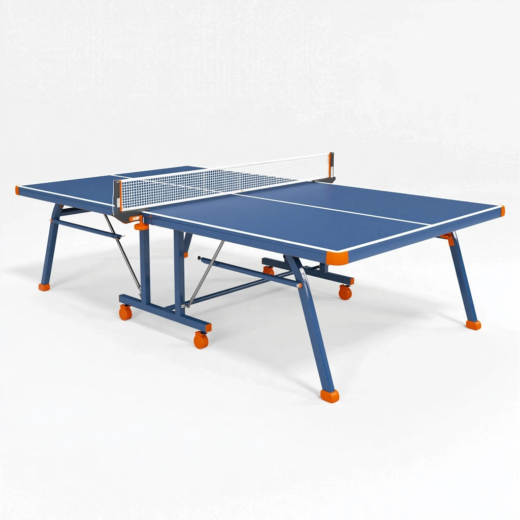 Stół do tenisa stołowego 274 x 152 x 76 cm metalowy niebieski składany na kółkach