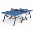 Stół do tenisa stołowego 274 x 152.5 x 76 cm niebieski metalowy składany z siatką